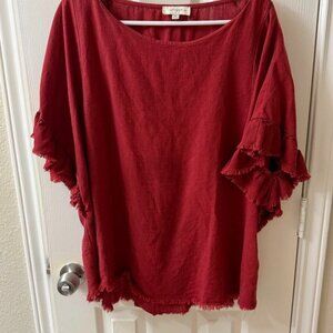 Umgee Burnt Orange ruffled Blouse